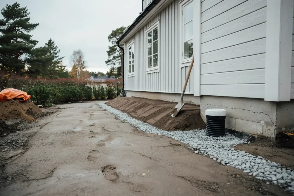 dr nering runt villa och ny dagvattenhantering i s var